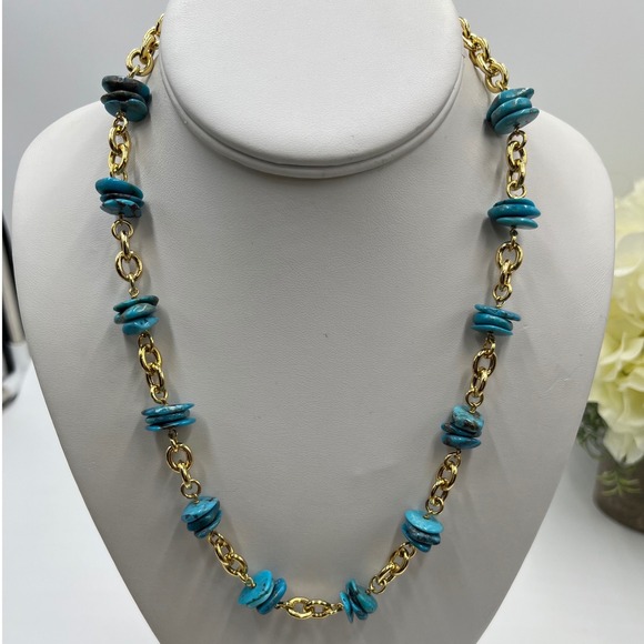 Lisa Robertson Jewelry - LR Lisa Robertson Bronze Italy QVC
Turquoise Disc Gold Chain
Statement Necklace